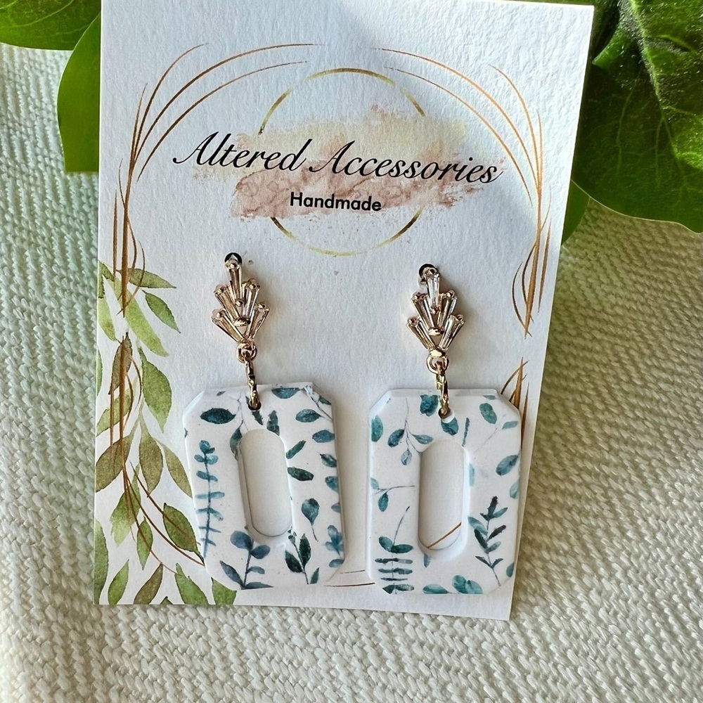 2/$30 Handmade Picture Frame Leaf Earrings